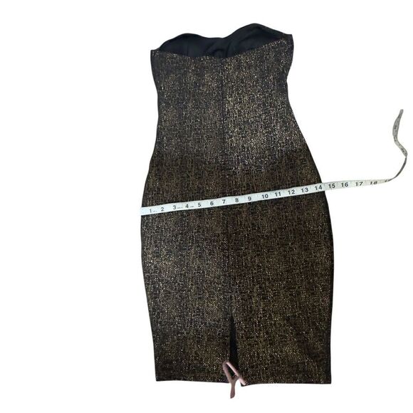 Windsor Elegant Black & Gold Metallic Strapless Mini Dress Size S Chico - Picture 10 of 13